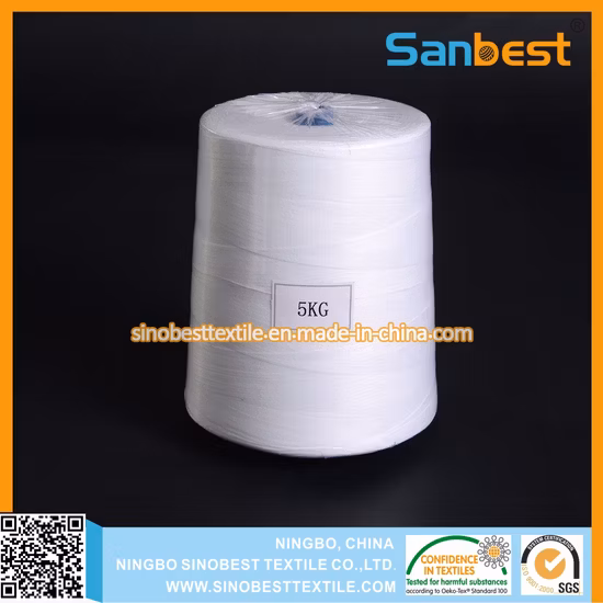 Filo di chiusura del sacchetto in poliestere filato al 100% in bianco grezzo